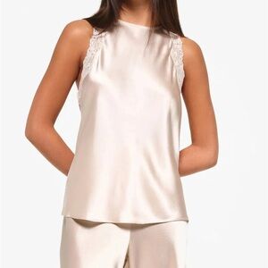 Cami NYC Ronan Silk Racerback Tank in Oat